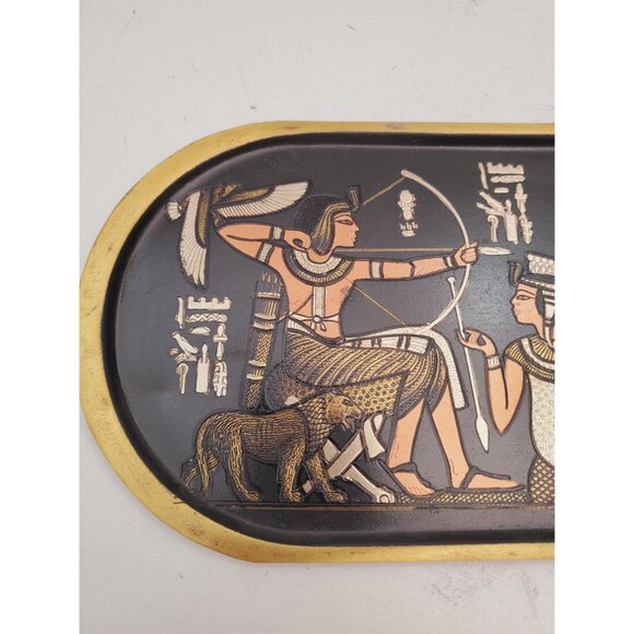 Antique bronze plate, Wall decor black and gold vintage metal plate, Wall plate, - Picture 3 of 10